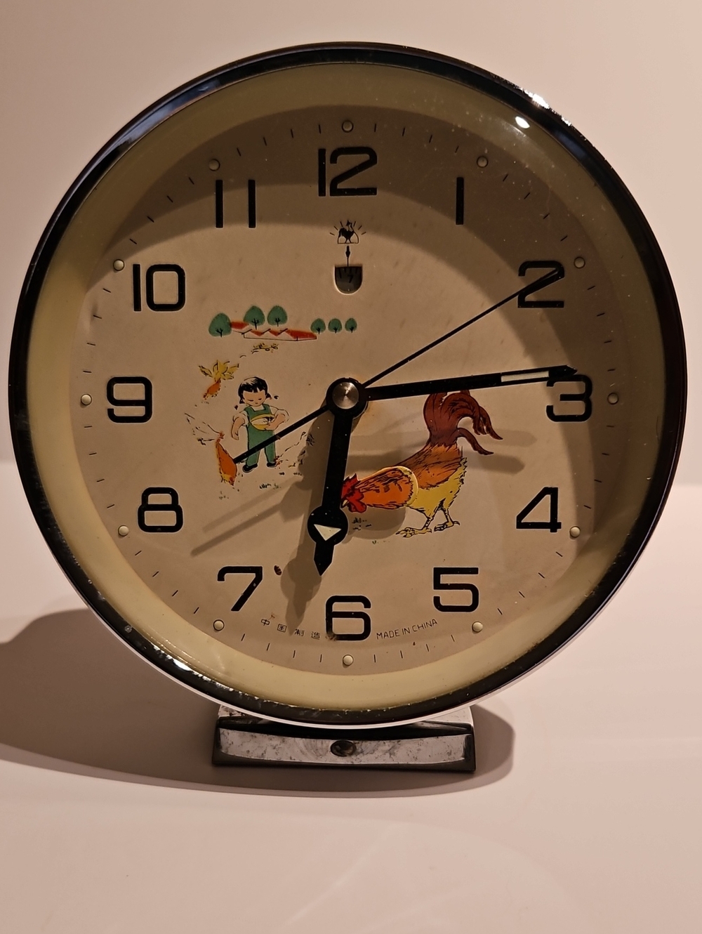 VINTAGE ROOSTER, PECKING WIND UP ALARM CLOCK 1960 WORKS